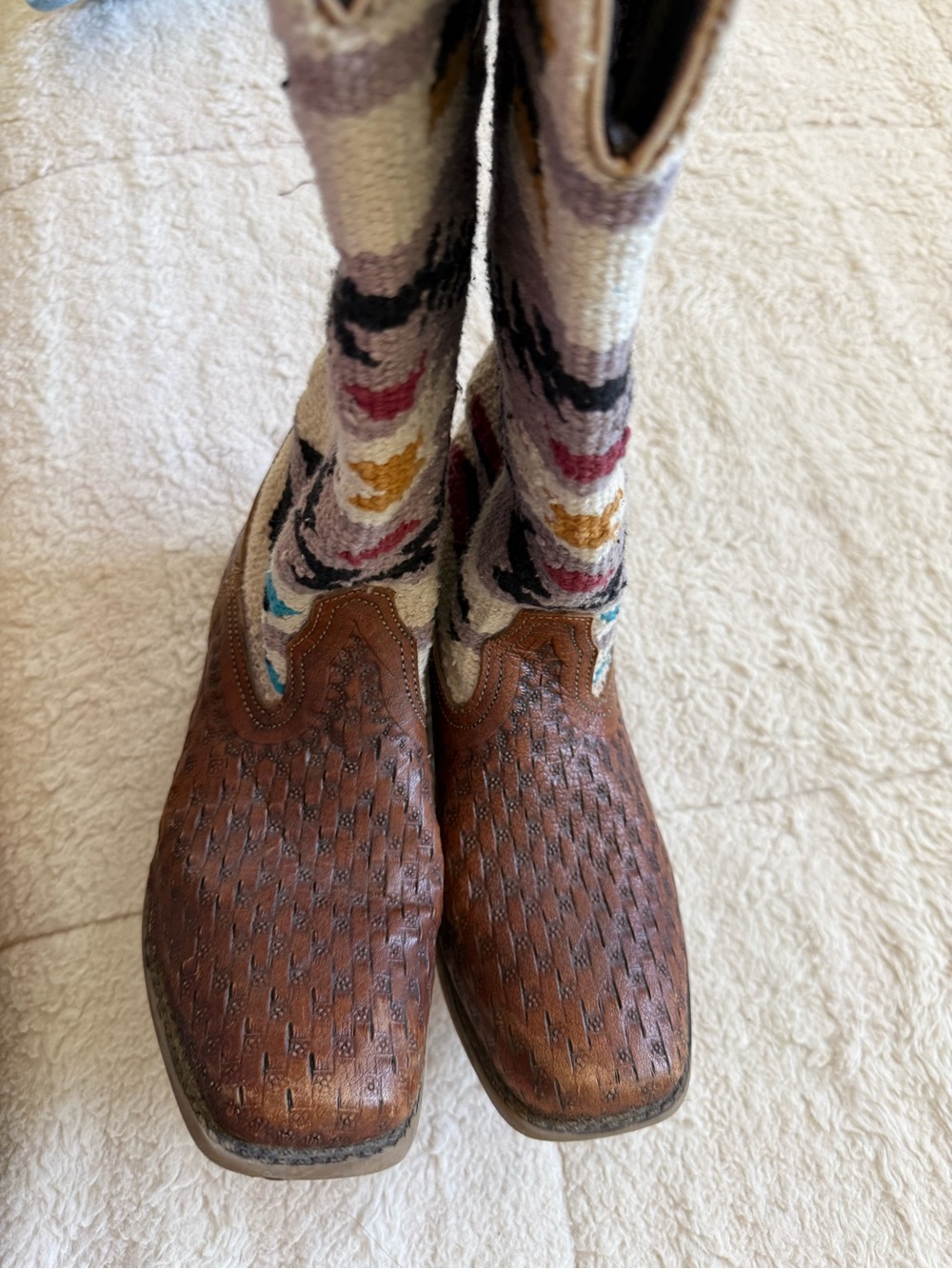 Roper Womens 6.5 Brown Leather Southwestern Aztec Cowboy Boots Boho Western - Picture 4 of 9